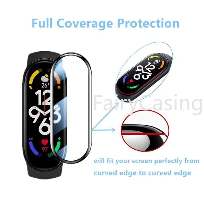 Kính bảo vệ mềm 9D cong cho Xiaomi Mi Band 10/9/8/7/6/4/5, kính cường lực cho đồng hồ thông minh