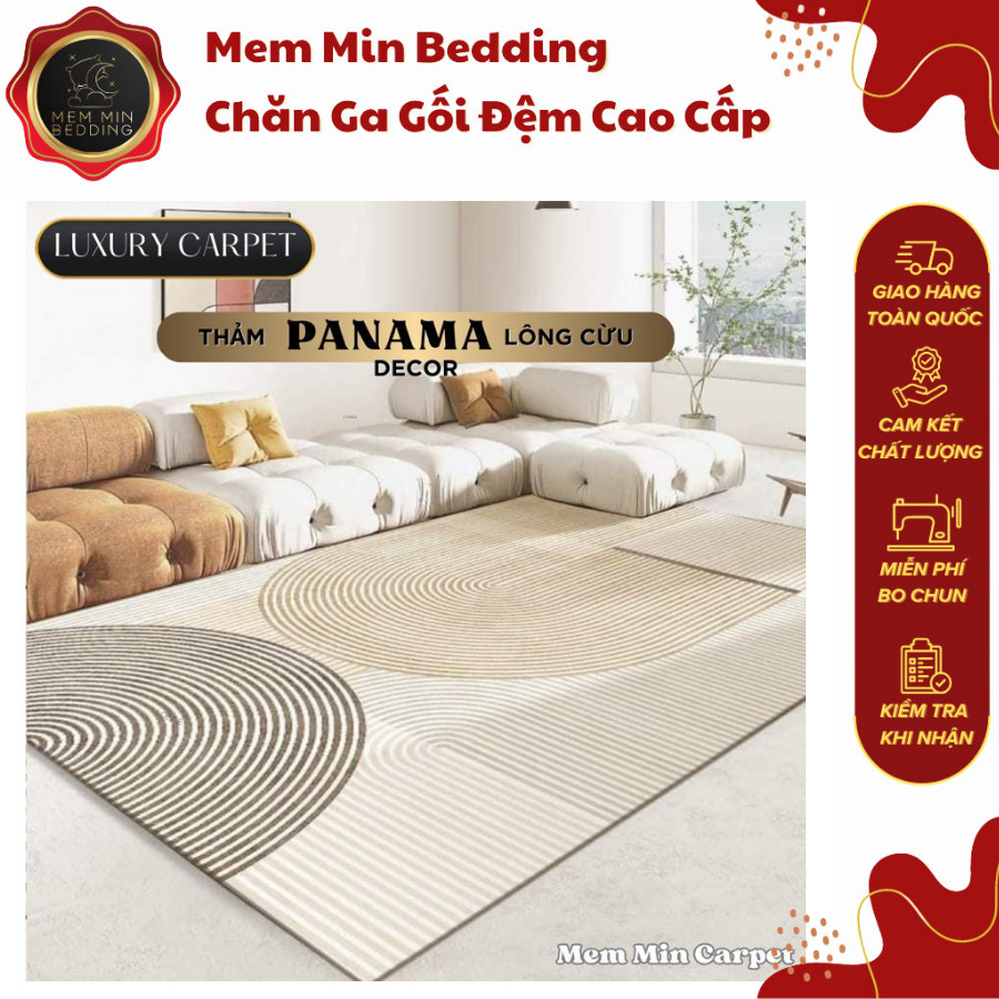 Thảm Panama Lông Cừu 1m6x2m3 - MemMinbedding  Luxury  Họa tiết sang chảnh, làm cho căn nhà thêm trang trọng