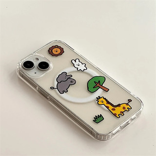 Ins Hàn Quốc Vỏ Trong Suốt Động Vật Dễ Thương Vườn Thú Cho Iphone 8Plus 12mini 13mini 16promax Xs XR XSMAX 11pro Max 16pro 12 13 14 15 Pro Max Ốp điện thoại Mềm 14promax Trường Hợp