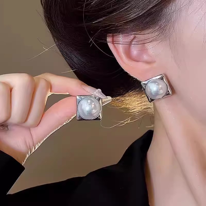 Bông tai nữ bạc thời trang Bông tai ngọc trai cao cấp phù hợp