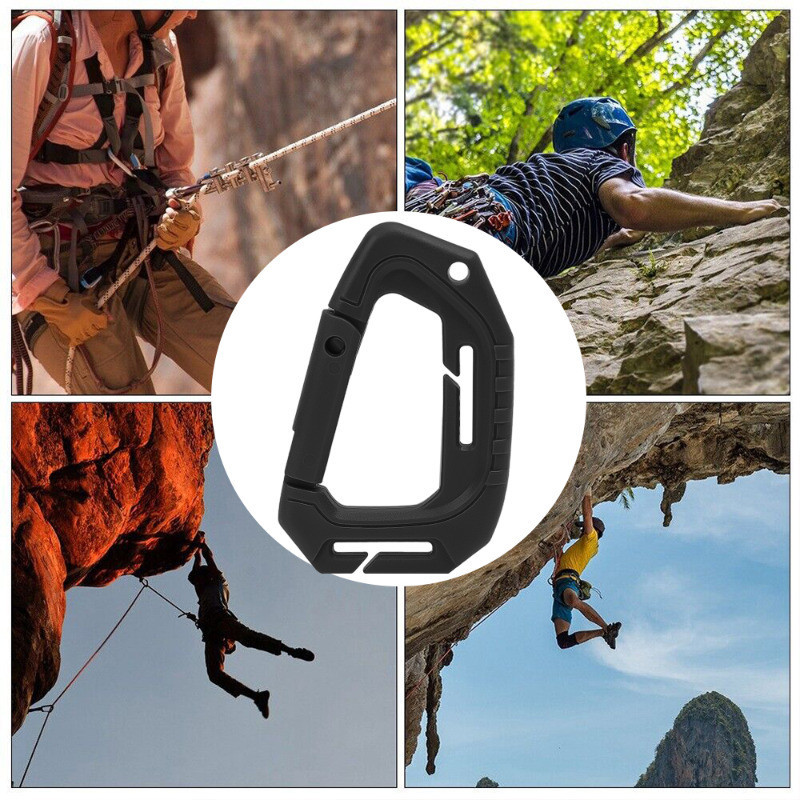 1 / 5 Khóa leo núi - Carabiner du lịch đi bộ đường dài ngoài trời - Hình chữ S, Hình chữ D - Đa năng, bền bỉ - Dành cho ba lô, chai nước, chìa khóa - Móc dây chống gió lều