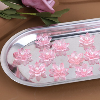 Hoa sen năm cánh hồng và ngọc trai trên miếng dán nhựa DIY, làm đồ trang sức handmade như bông tai