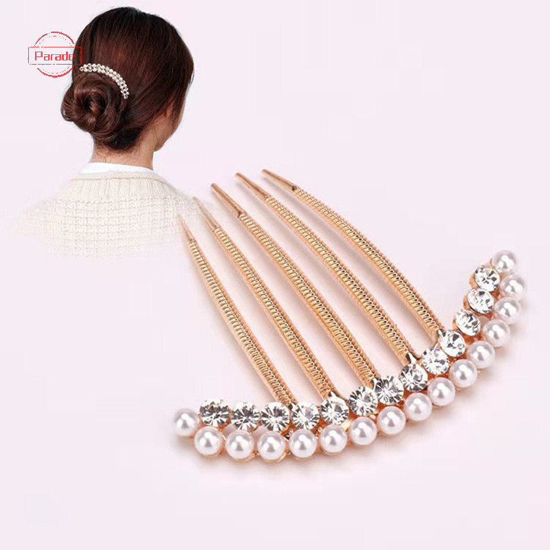 Diễu Hành 5 Răng Tóc Bên Lược Ngọc Trai Pha Lê Kẹp Tóc Lược Cưới Cô Dâu Kim Cương Giả Ngọc Trai Pha Lê Lược Tóc Móng Vuốt Kẹp Tóc Đồ Trang Trí Tóc Phụ Kiện VN