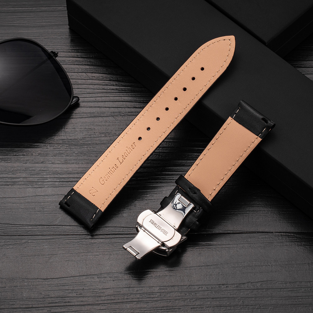 Dây đeo đồng hồ bằng da 20mm 22mm cho Samsung Galaxy Watch 4 5 6 40mm / 44mm / Active 2 Dây đeo cổ tay thay thế cho Huawei Watch GT 3 Pro 43mm cho Amazfit GTS 2 / 3 / 4
