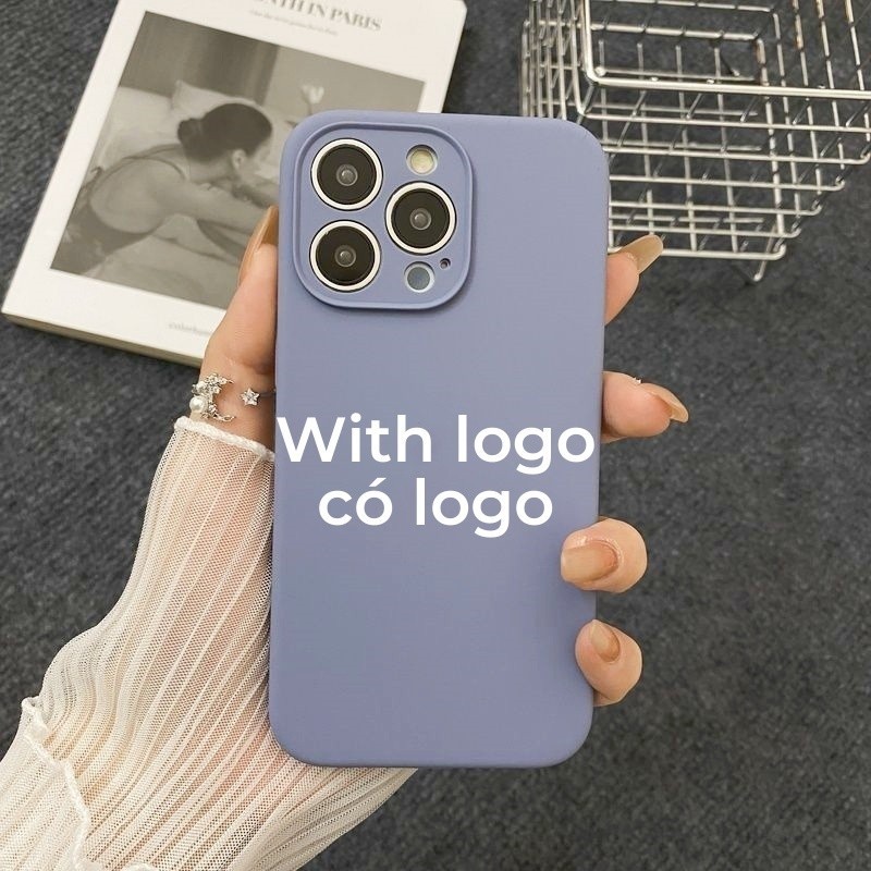 Vỏ silicon màu xám oải hương cho iPhone 17 / 16 / 15 / 14 / 13 / 12 / 11 / Promax Plus Bảo vệ vỏ chống rơi