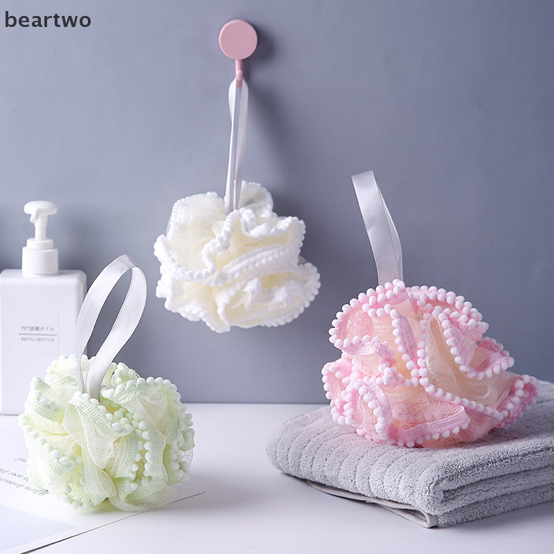 < Beartwo > Bàn chải làm sạch da bằng lưới mềm Bọt biển tắm Puff Tẩy tế bào chết Tẩy tế bào chết Phụ kiện tắm hoa đẹp