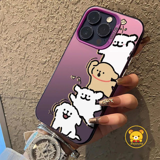 Ốp Điện Thoại Line Dog Cho OPPO Find X7 X6 X5 Pro A17 A17K A16K A16E A95 4G A83 A71 A39 A37 F11 Pro F1S F7 F5 Neo 9 A12 A7 A5S A36 A76 A96 4G Chó Con Dễ Thương Màu Trắng Nâu Mềm Mại Vỏ bọc