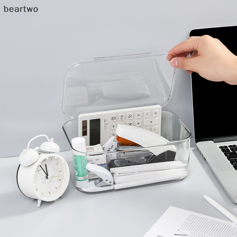 < Beartwo > Dụng cụ sắp xếp bàn trong suốt Hộp lưu trữ máy tính để bàn Hộp đựng mỹ phẩm Dụng cụ sắp xếp tài liệu Đồ ăn nhẹ Văn phòng phẩm Thiết bị đẹp
