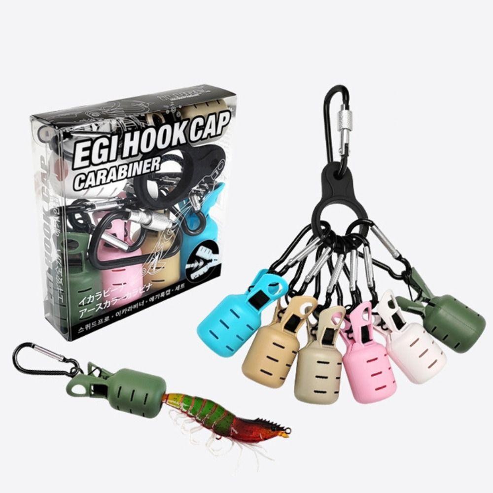 CQCJ Set 6 Dụng cụ Mực Jig với Carabiner bảo vệ mồi câu cá thực tế