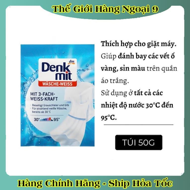 Giấy tẩy trắng quần áo, bột tẩy trắng, bánh xà phòng cổ áo và giáy chống phai màu Denkmit  của Đức