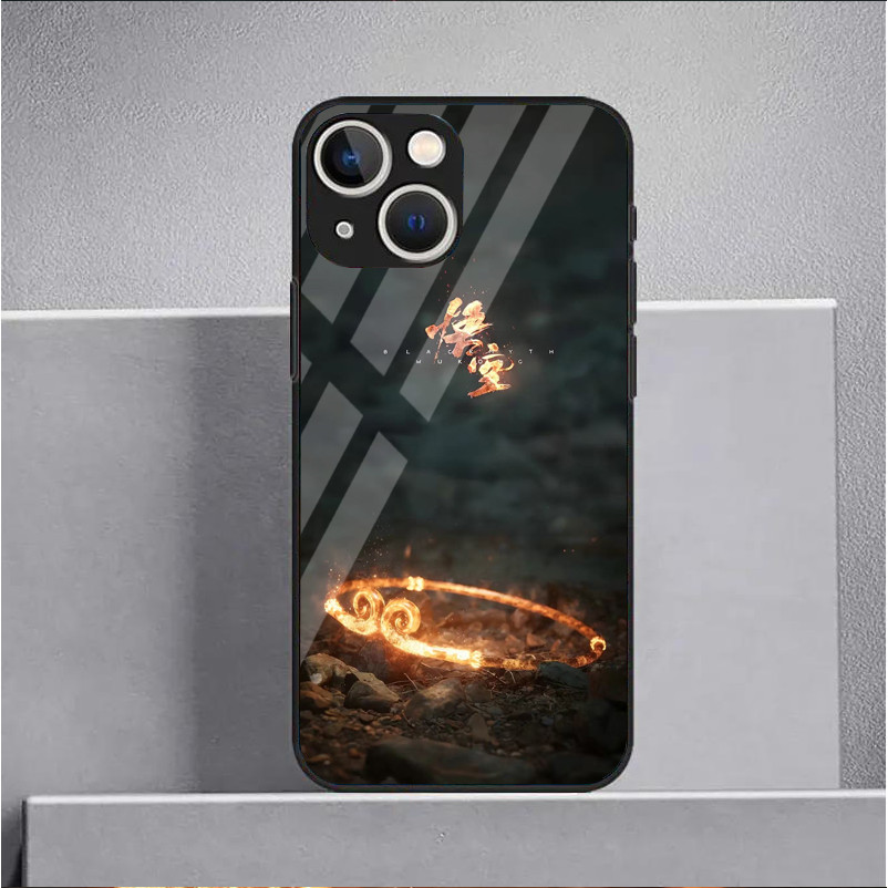 Black myth wukong 02 Kính Cường Lực Ốp Lưng Điện Thoại IPhone 15 14 13 12 11 Pro XS Max Plus Mini X XR 8 7 6s SE2 / 3 Cover