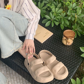 Xixitiao Dép Dép Dải Mỏng EVA Bước Lên Shit Đế Dày Đôi Dây Đeo Sandal Nữ Mùa Hè Mặc Ngoài Thời Trang Phù Hợp Với