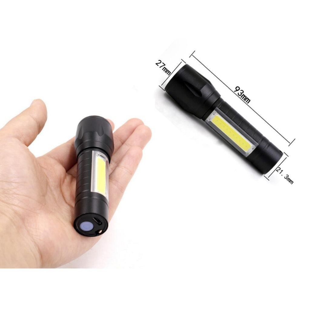 Đèn pin siêu sáng mini có Zoom xa gần, 3 chế độ sáng có móc treo tiện dụng tặng kèm hộp đựng, đèn pin mini cầm tay FE123