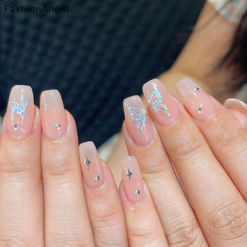 FashionAngel Laser Dazzling Aurora Shape Paings Miếng Dán Móng Tay Tăng Cường Dính Đề Can Móng Tay Phụ Kiện TH