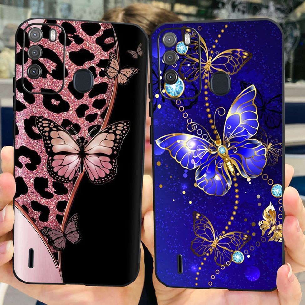 Ốp lưng ITEL S16 Vision 1Pro Hoa thẩm mỹ Vỏ điện thoại silicon màu đen hình gấu trúc dễ thương ITEL Vision 1 Pro