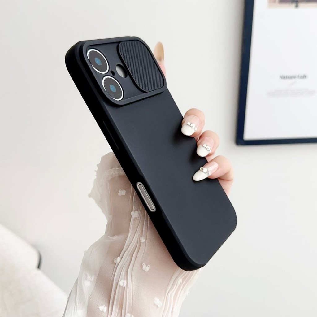 Ốp Mềm Bảo Vệ Ống Kính Cửa Sổ Trượt Cảm Giác Cao Cho IPhone 17 16 15 14 13 12 11 8 7 6 Pro Max Plus 12 13 Mini XSMAX XS XR Da Cảm Thấy Sốc Vỏ Điện Thoại Thông Minh
