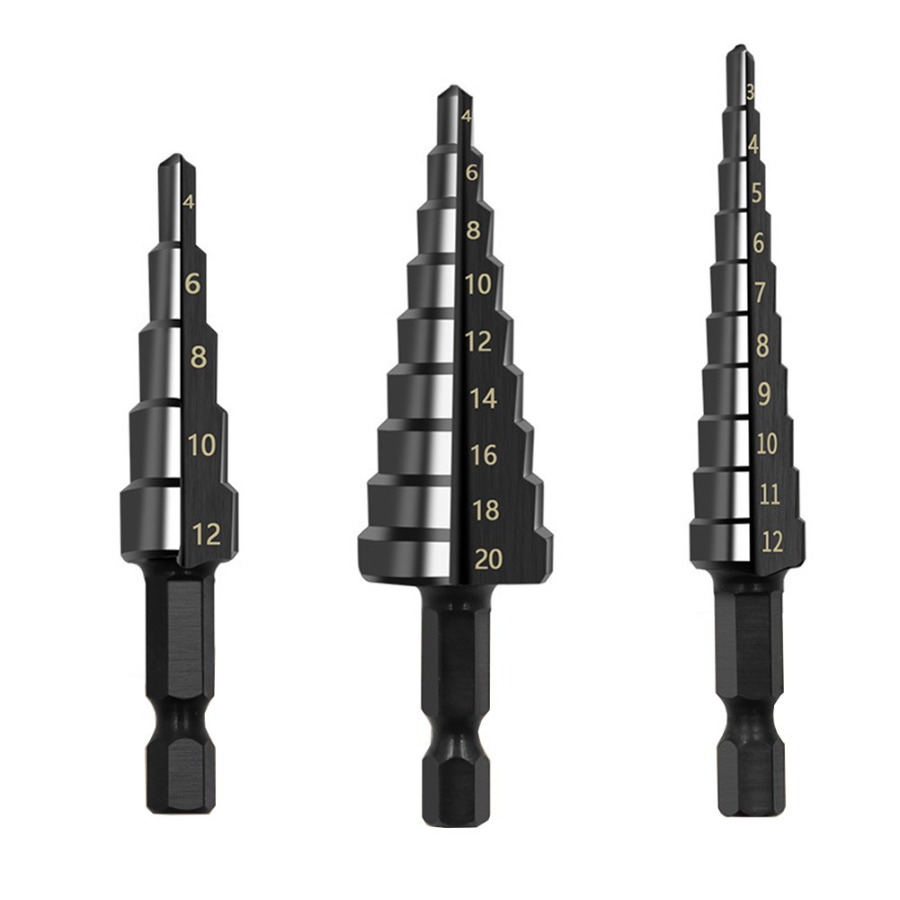 [Smellshi] Mũi khoan bước rãnh thẳng phủ nitơ 3-12mm 4-12mm 4-20mm Máy cắt lỗ