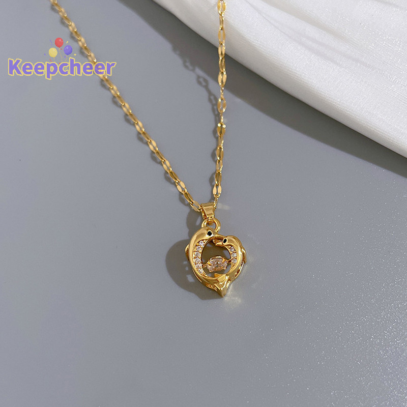 [Keepcheer] Cặp Đôi Mẹ Và Con Cá Heo Beagle Zircon Mặt Dây Chuyền Vòng Cổ Cho Nữ Không Phai Màu Trái Tim Động Vật Trang Sức Quà Tặng Sinh Nhật Trẻ Em [Mới]