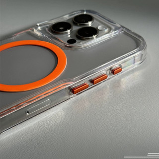 Ốp lưng cứng acrylic trong suốt dày 16 pro max mới Màu cam tương thích cho iPhone 11 12 pro max 13 14 15 pro max Ốp từ tính trong suốt