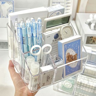 Ống đựng bút trong suốt để bàn, kệ đựng bút tiện dụng đa năng cho học sinh SUNND
