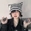 Mũ ác quỷ ngôi sao CHEESELY, Mũ beanie Y2K sọc Y2K dễ thương, móc tai mèo mèo dễ thương mùa thu đông