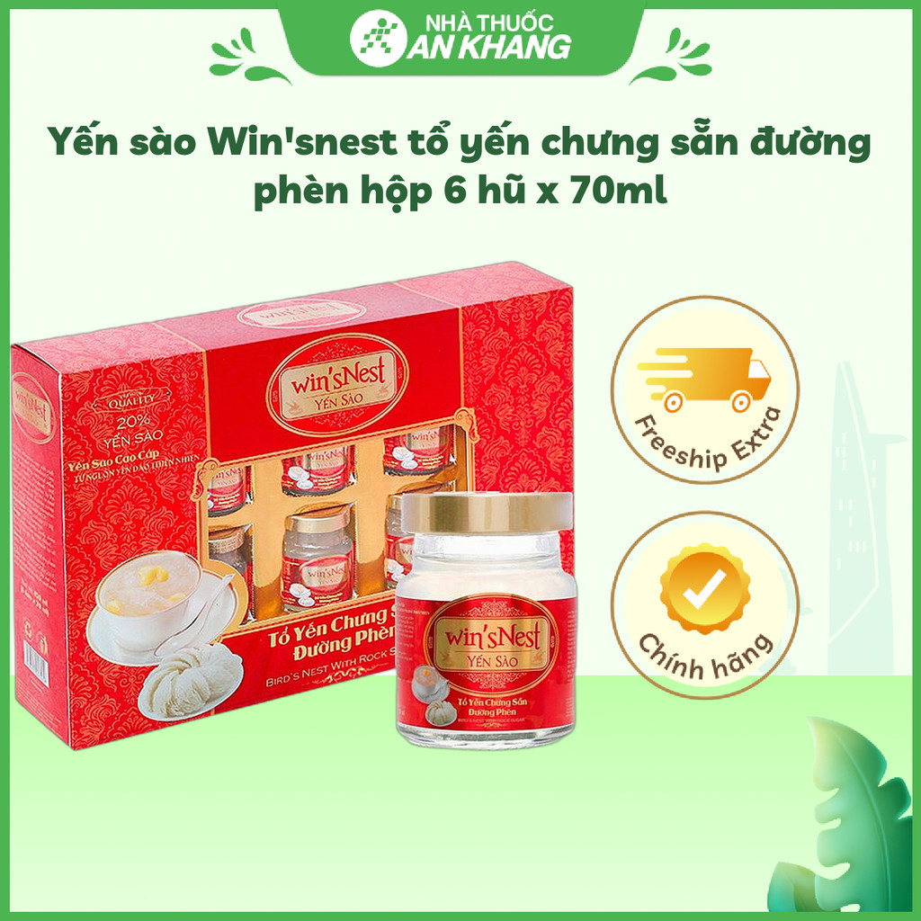 Yến sào Win'snest tổ yến chưng sẵn đường phèn hộp 6 hũ x 70ml