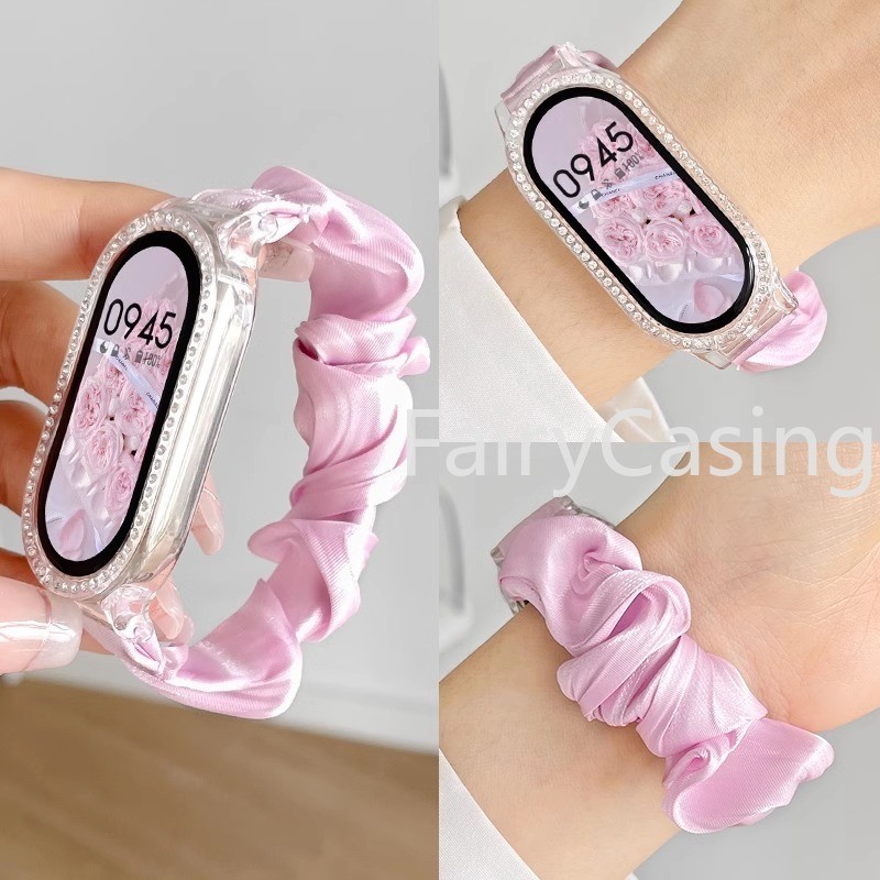 Vòng đeo tay dây đeo đồng hồ Nylon phổ biến cho Xiaomi Mi Band 10 8 9 NFC Vải mềm đàn hồi Scrunchie Dây đeo cổ tay thay thế