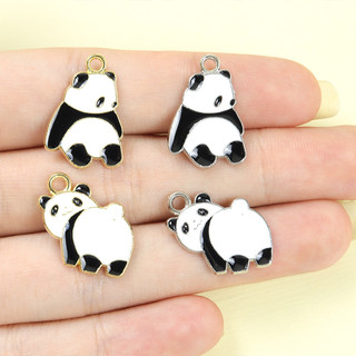 10 Chiếc Ngồi & Nhìn Lại Tạo Kiểu Dễ Thương Gấu Trúc Men Nhỏ Giọt Dầu Quyến Rũ Vòng Cổ Vòng Tay Bông Tai Móc Chìa Khóa Mặt Dây Gấu Hoạt Hình DIY - Quà Tặng Phong Cách Trung Hoa Cho Bạn Bè Và Gia Đình