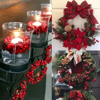 Giáng Sinh Quả Đỏ Nhánh Nhân Tạo Holly Berry Thân Cây DIY Vòng Hoa Đảng Xmas Cây Trang Trí