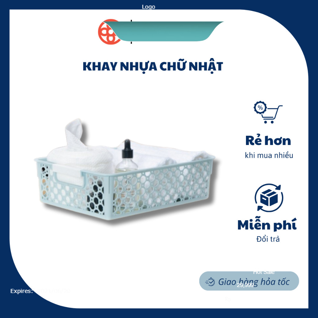 Khay nhựa chữ nhật, rổ nhựa B5, A4 Việt Nhật đa năng đựng tài liệu, đồ dùng văn phòng, học tập
