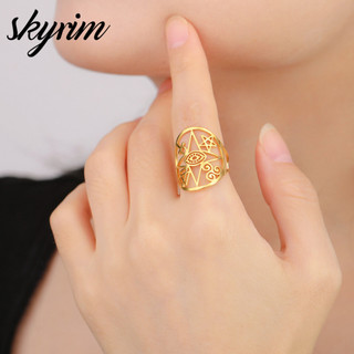 SKYRIM Titan Thép Không Gỉ Vàng Nhẫn Chéo Samsung Heap Điều Chỉnh Mở Trang Sức
