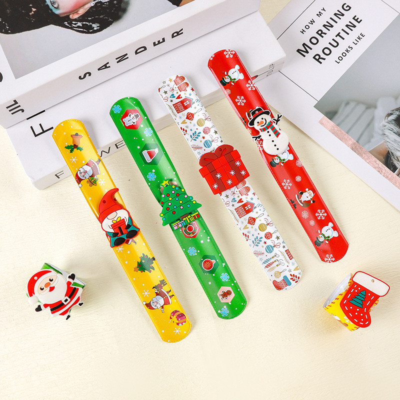 3d Cây Giáng Sinh Hoạt Hình Ông Già Noel Trẻ Em Happy Dây Đeo Tay Đồ Chơi Dự Tiệc Slap Vòng Tay