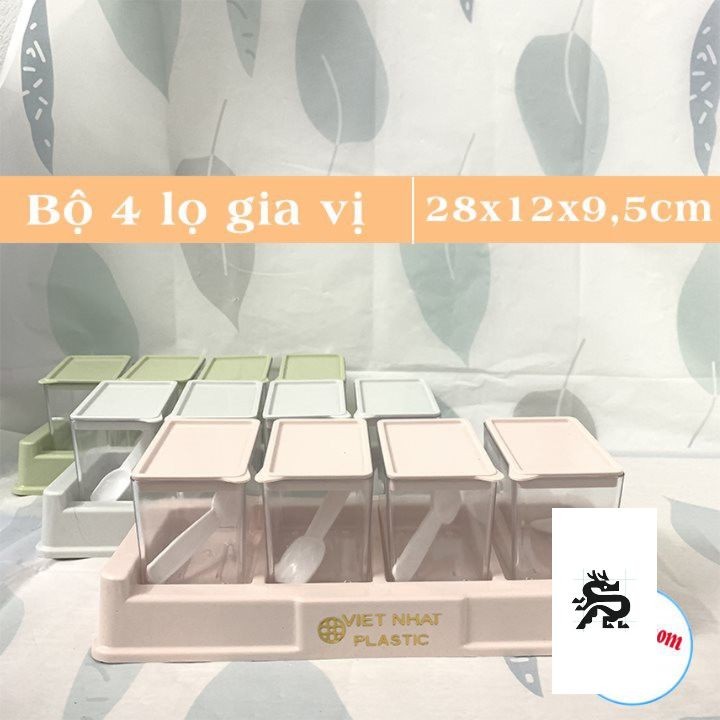 Bộ 4 lọ đựng gia vị có thìa Việt Nhật -Hũ đựng gia vị có nắp đậy tiện dụng bền đẹp (MS:2939) -Buôn rẻ 01268