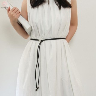 PCWFKef Thắt lưng dây da tròn mỏng nữ, dây xích trang trí váy áo len