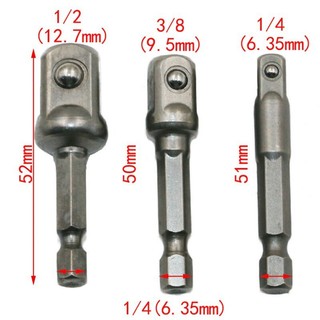 Bộ chuyển đổi ổ cắm thép Chrome Vanadi Chuôi lục giác 1 / 4 "3 / 8" 1 / 2 "Bộ thanh mũi khoan mở rộng Dụng cụ điện