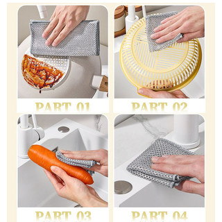 Vải dây thép, vải rửa chén hai mặt không nhờn, thích hợp để làm sạch bếp và chậu đánh răng.