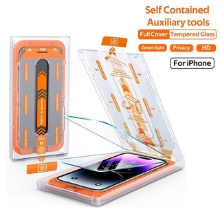 Bộ bôi phim phụ trợ tự động Full Cover Kính cường lực cho iPhone 15 14 13 12 11 Pro Max 15 Plus X XR XS Max Cài đặt bằng một cú nhấp chuột Bảo vệ màn hình không bụi Phim thủy tinh WFF