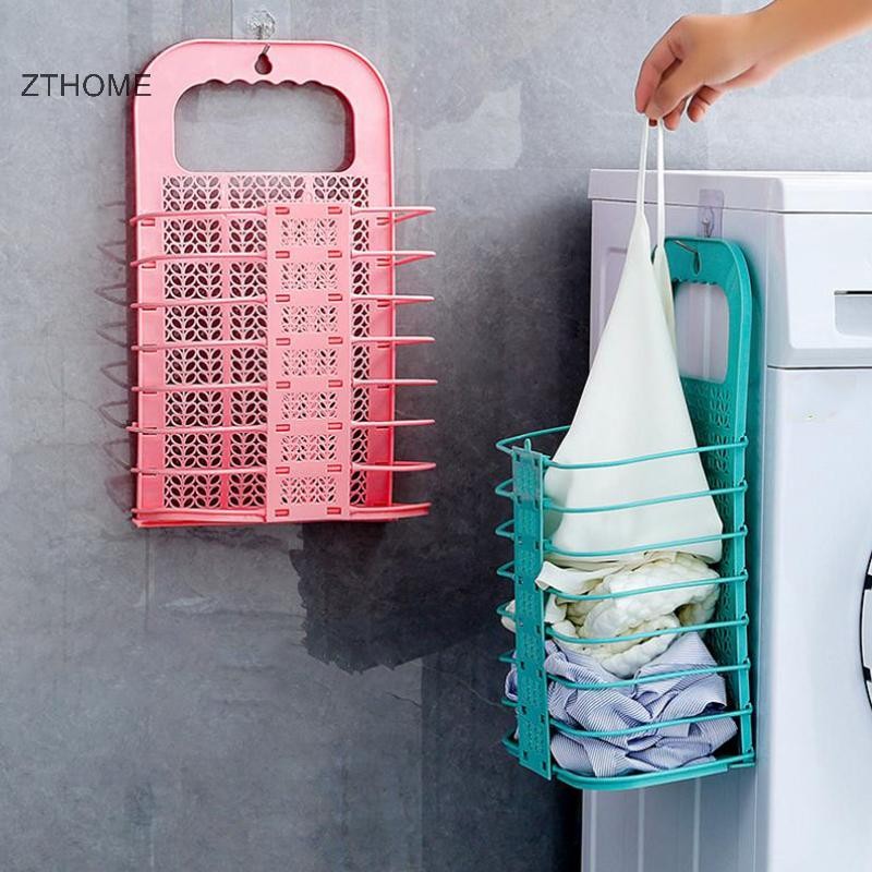 Giỏ đựng đồ giặt bằng nhựa có thể gập lại ZTHOME - Lưu trữ không đục lỗ treo tường cho phòng tắm HOT