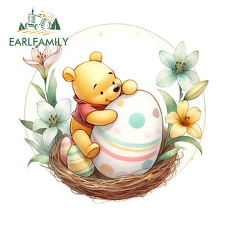 EARLFAMILY Winnie the Pooh với Thỏ Dán Xe Ô Tô Mũ Bảo Hiểm Xe Máy Xe Tay Ga Laptop Chống Thấm Nước Vinyl Decal Tắc Xước Kiểu Dáng Xe