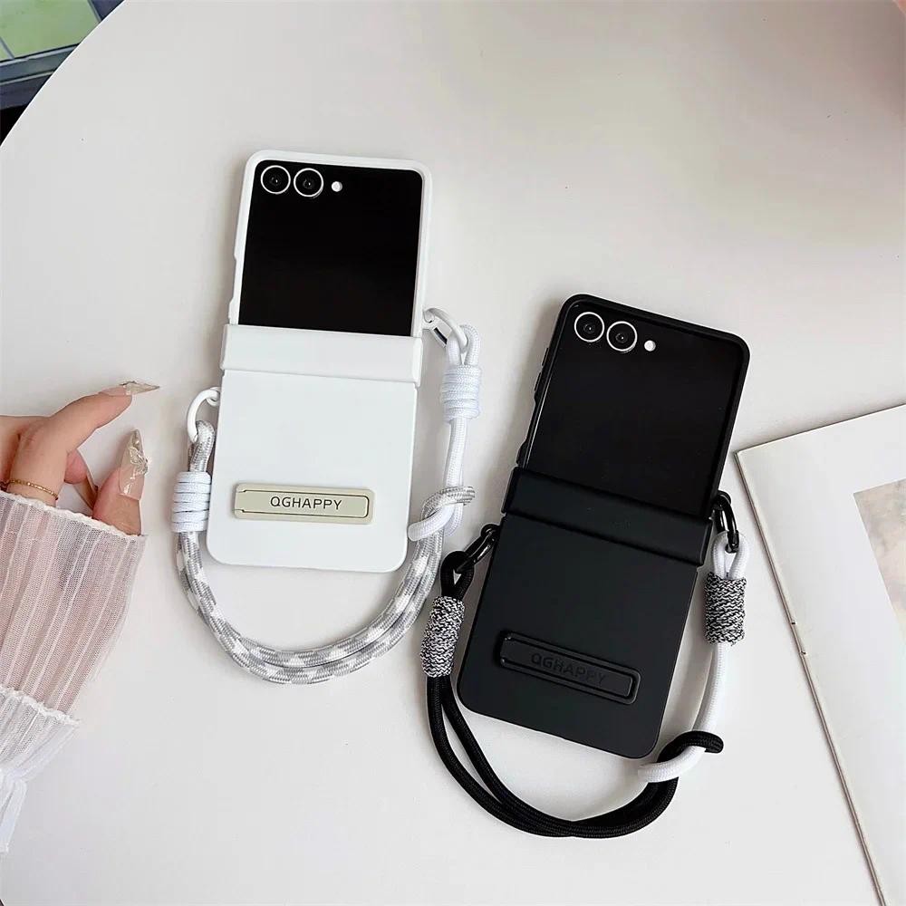 Dây đeo cổ tay Bản lề Giá đỡ bảo vệ Gradient Màu kẹo Vỏ điện thoại cho Samsung Galaxy Z Flip7 Flip6 Flip5 Flip 7 6 5 4 3