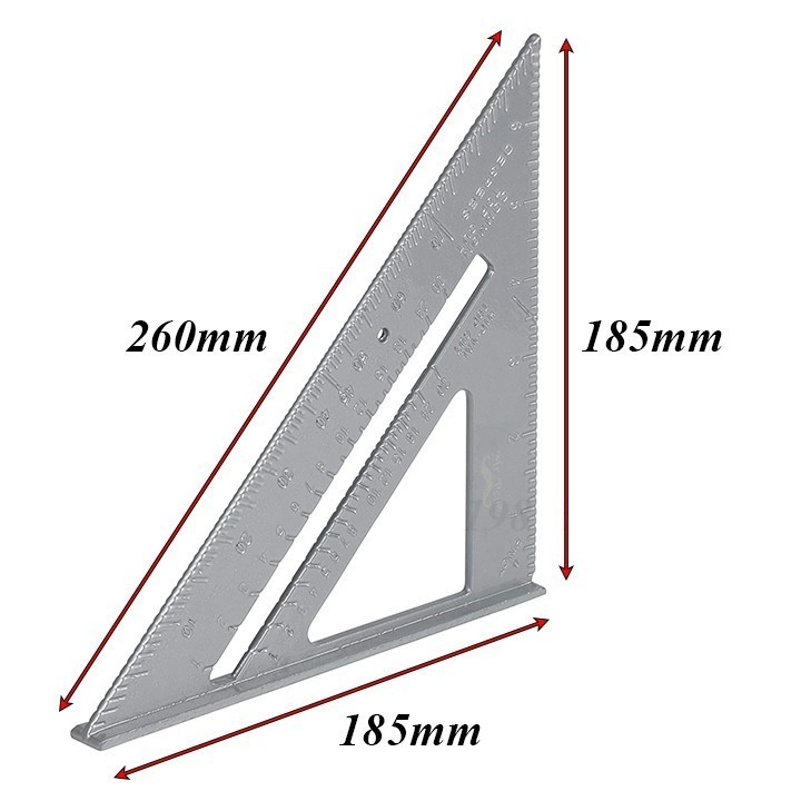 Thước eke góc vuông chất liệu nhôm đúc 7" 45 độ chất liệu nhôm đúc đa năng