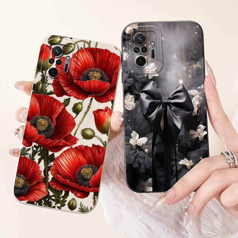 Dành Cho Redmi Note 10 Pro 4G Dành Cho Redmi Note 10 Pro Max Cover Hoa Thời Trang Sang Trọng Kawaii Cô Gái Mèo Dễ Thương Chống Sốc Ốp Lưng Điện Thoại