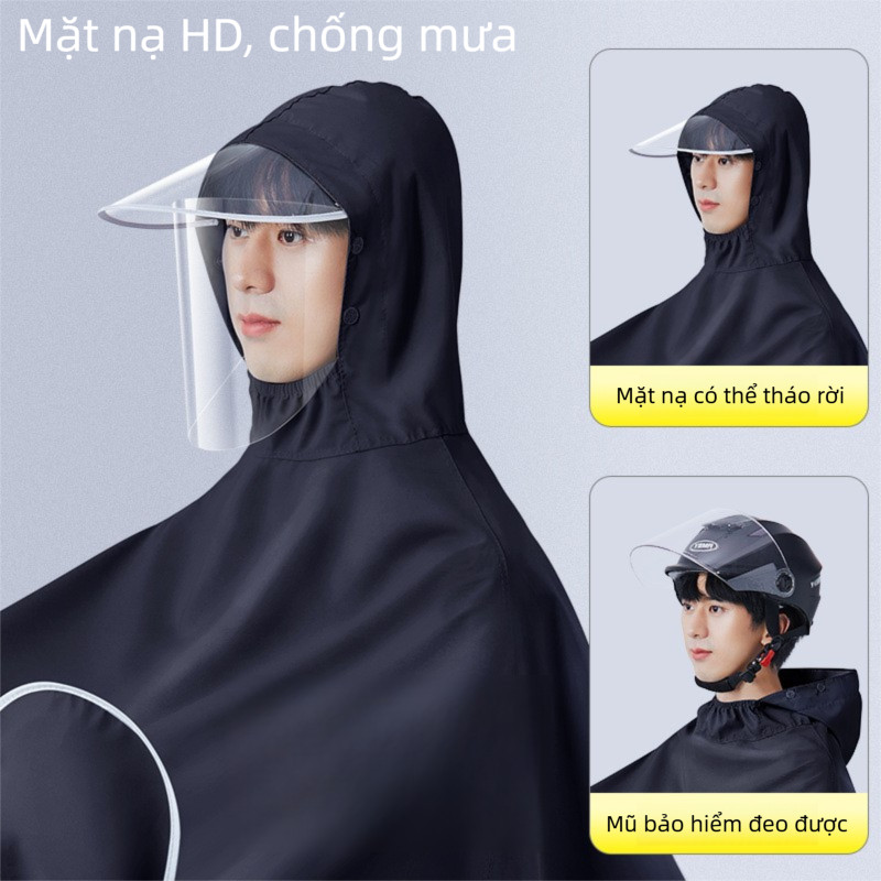 Áo mưa xe máy điện vải Oxford, Áo mưa cánh dơi 2 đầu - 1 đầu + Áo mưa 2 người - 1 người vải dù tổ ong cao cấp siêu bền Hasu
