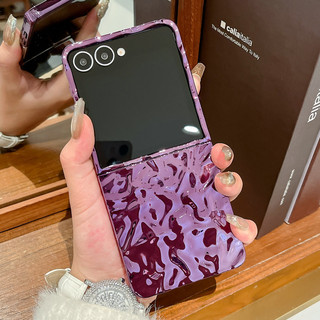 Ốp điện thoại gấp cho Samsung Galaxy Z Flip7 Flip6 Flip5 Flip4 Flip3 Vỏ điện thoại tpu cứng gợn nước mạ điện