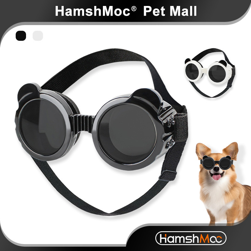 HamshMoc Dog Cat Kính râm PC Bảo vệ ống kính Đường viền linh hoạt Phù hợp với lỗ thông gió Dây đeo thoải mái Cạnh chống bụi