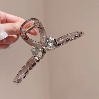 Kẹp tóc kim cương pha lê màu nâu đen, ánh sáng Hàn Quốc, cảm giác cao cấp