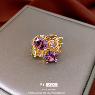 Châu Âu Mỹ ins Phong Cách Mới Zircon Màu Không Đều Mở Nhẫn Nữ