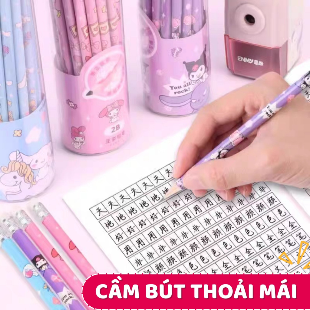 Hộp 30 Bút Chì 2B Cực Đậm - Bút Chì Gỗ Hoạt Hình Dễ Thương, Nét Mịn Đều, Ngòi Bền, Thích Hợp Tập Viết/Vẽ