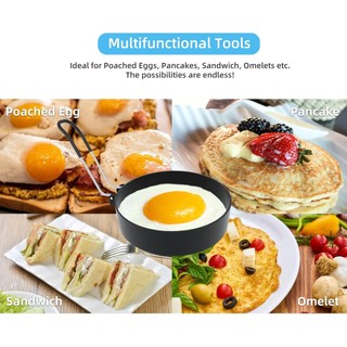 4 Nhẫn Trứng Inox Để Chiên Trứng Tròn Chống Dính Nhẫn Lưới Có Bàn Chải Dầu Bánh Sandwich Trứng Khuôn Nấu Ăn Phụ Kiện Máy Làm Ăn Sáng và Tách Trứng thép không gỉ silicon có thể gập lại