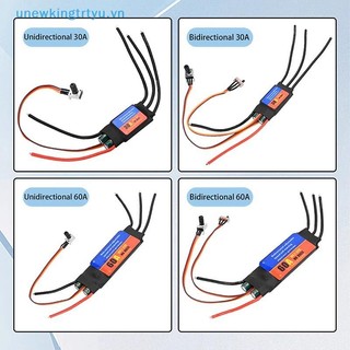 Unewtyu Trình điều khiển động cơ không chổi than 2-6S 30A 60A ESC Hai chiều Tự khởi động Bộ điều khiển tốc độ điều chỉnh điện không chổi than ESC cho dụng cụ DIY VN